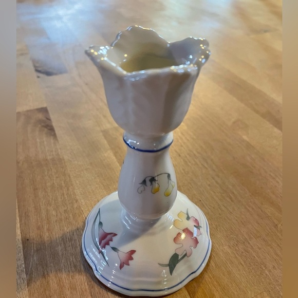 Villeroy & Boch Candlestick Riveria Collection 5” Pink Yellow Tulip Shaped White - Picture 5 of 16